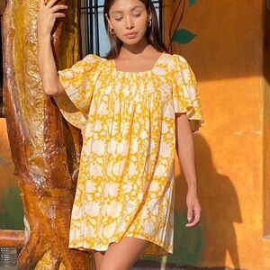 The Fox and the Mermaid Yellow Floral Sanvi mini dress